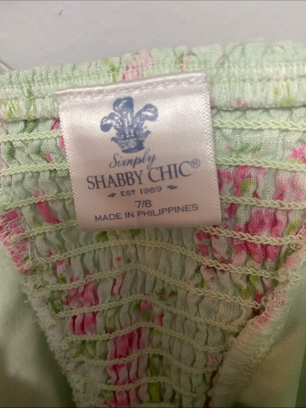 Shabby Chic Pink Floral Sundress on Mint cottagecore